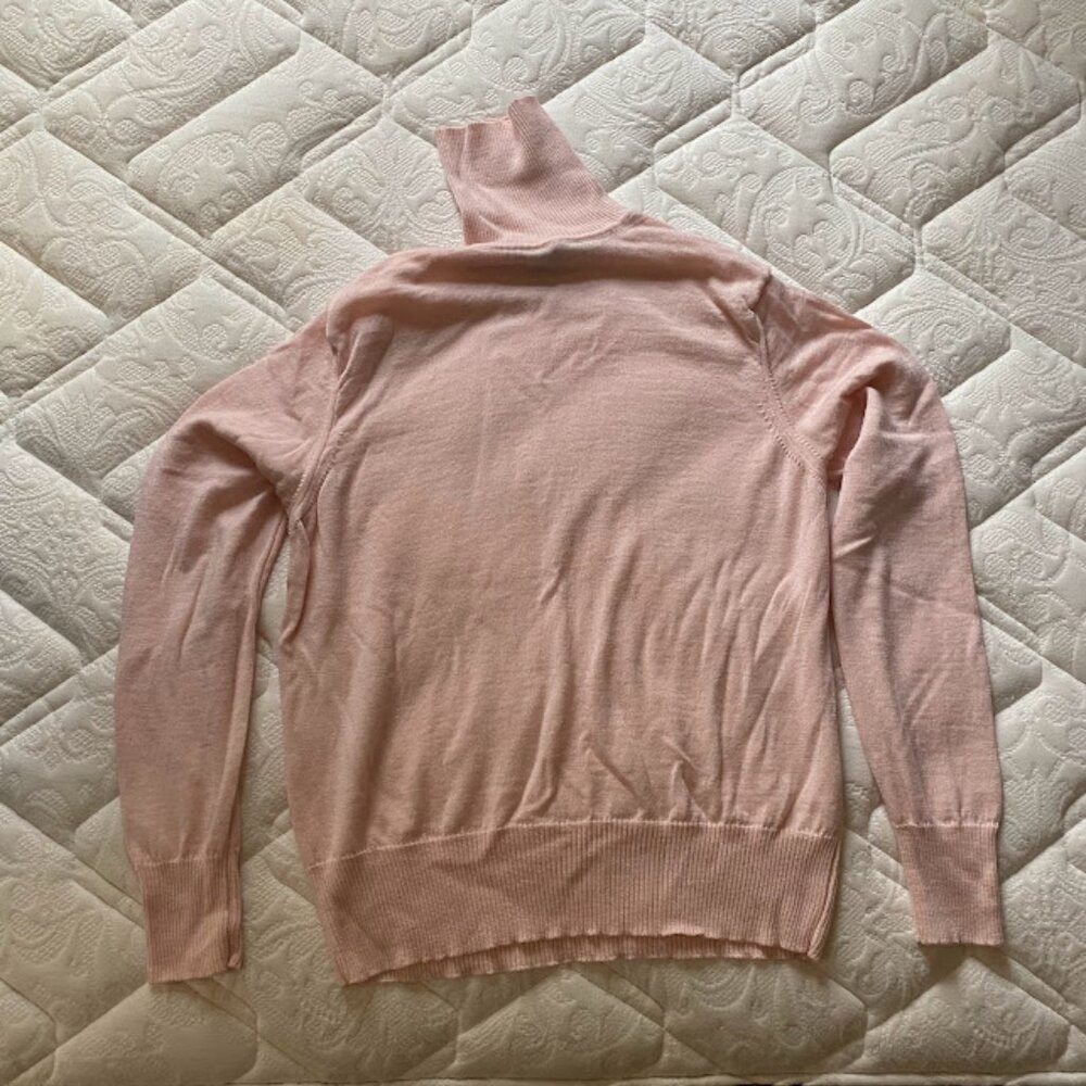 Vintage Pink Merino Wool Turtleneck Silvana Brand Sweater (Size L)